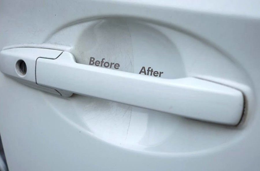 Meguiar's G10307 - Dung dịch tẩy ố, xóa xước, làm sạch nhựa cây sơn xe ô tô 3 Trước và sau khi sử dung Meguiar's G10307 Scratch X 2.0