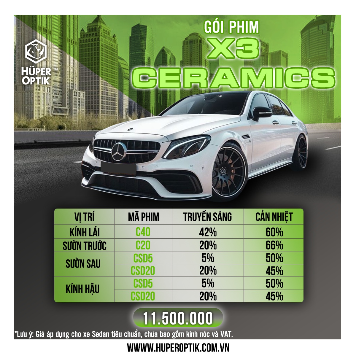 Gói phim cách nhiệt Huper Optik X3 Ceramics 1 Gói phim cách nhiệt Huper Optik X3 Ceramics 1